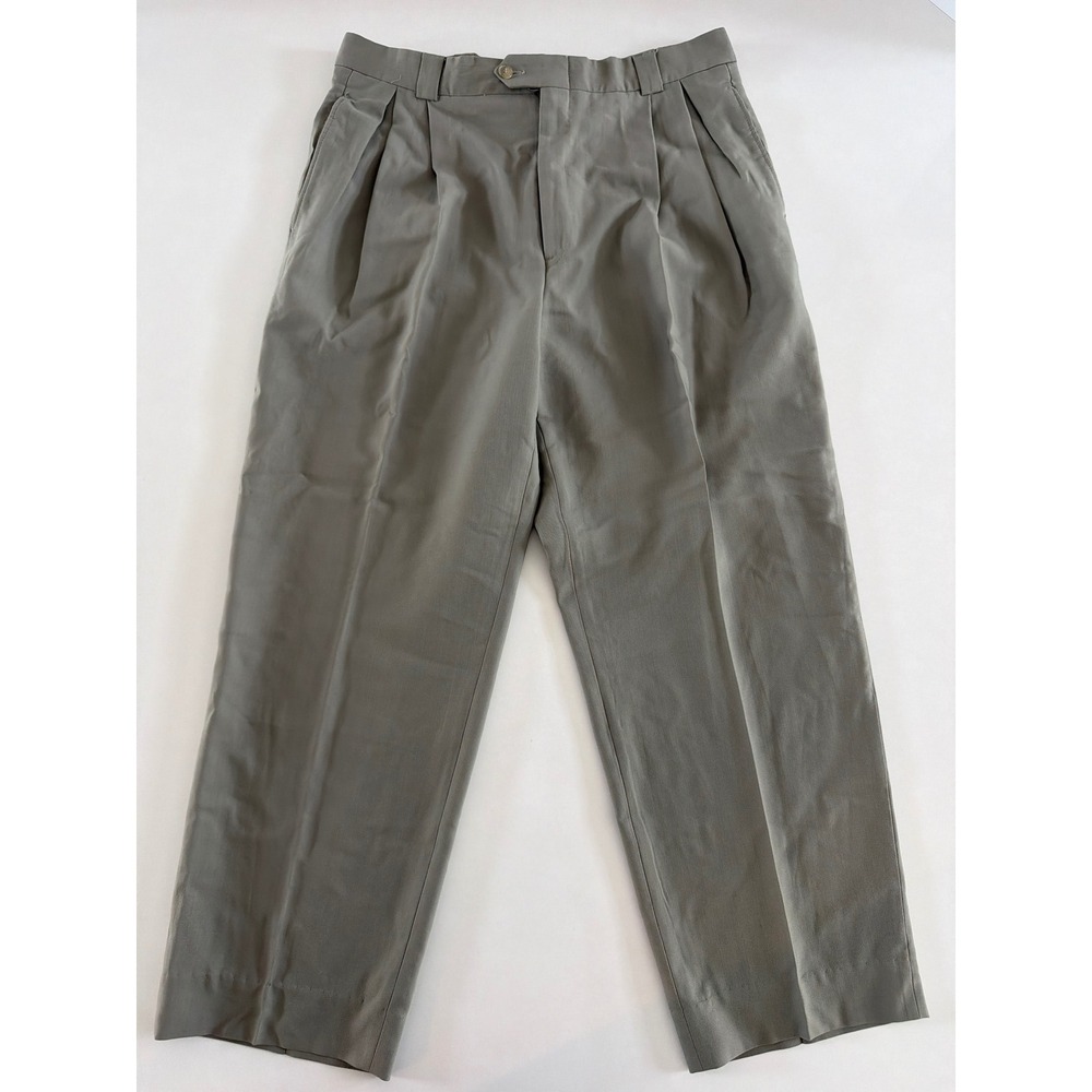 Ballin Mens Pleated Dress Pants 35x28 Olive New Wool Made in CanadaMSRP: $349